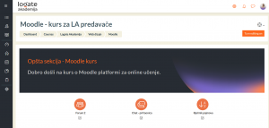 Prikaz dashboard-a za kurs Moodle LMS